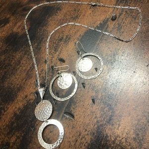 Sterling Silver 925 Chain 24”, Pendant & Earrings.